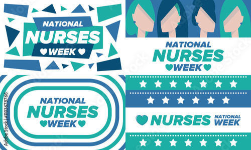 National Nurses Week. Thank you nurses. Medical and health care concept. Fighters against viruses and diseases. In honour of the doctors. Celebrated annual in United States. Vector illustration poster