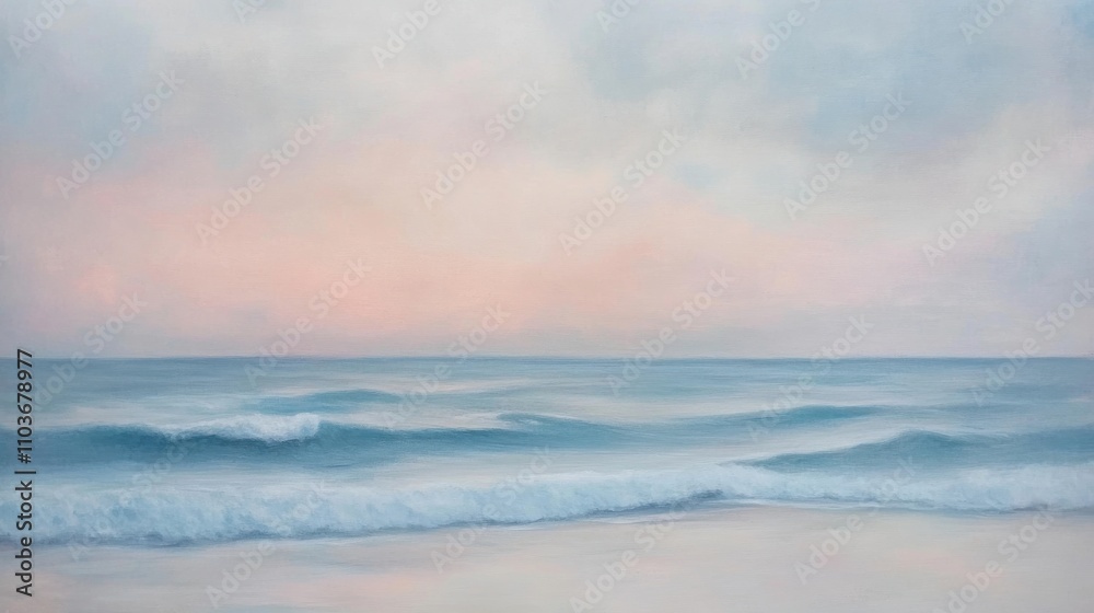 Obraz premium Ocean waves at dusk seaside landscape art tranquil serene nature