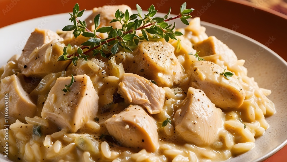 Close-Up of Creamy Chicken Risotto

