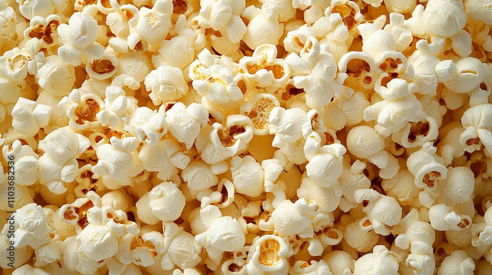 A detailed image showcasing the fluffy texture and intricate shapes of freshly popped popcorn, perfect for a snack or movie night inspiration. A detailed image showcasing the fluffy texture and intricate shapes of freshly popped popcorn, perfect for a snack or movie night inspiration.
