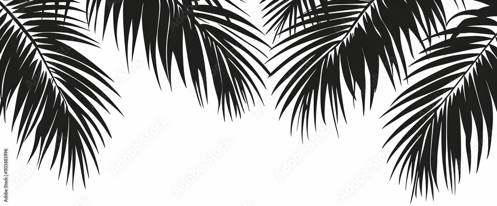 Set of black palm leaf silhouettes isolated on a white background, vector illustration design. Set of black palm leaf silhouettes isolated on a white background, vector illustration design.