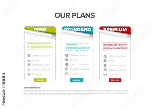 Obraz na płótnie Our subscription plans infographic template with free standard and premium options with description on white w salonie