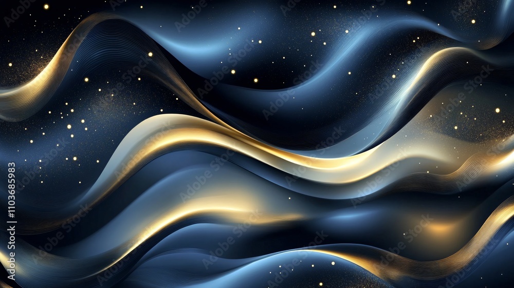 Luxurious Abstract Dark Blue and Gold Wavy Background Luxurious Abstract Dark Blue and Gold Wavy Background