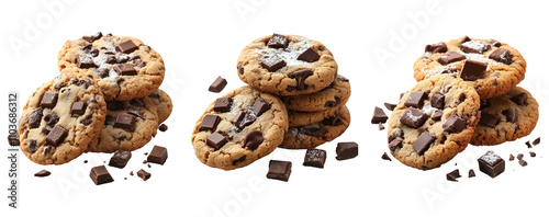 Delicious Chocolate Chip Cookies on Clear Background
