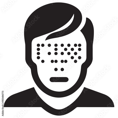 World Braille Day, man icon with brail font A hand reading braille with blue background vector Design