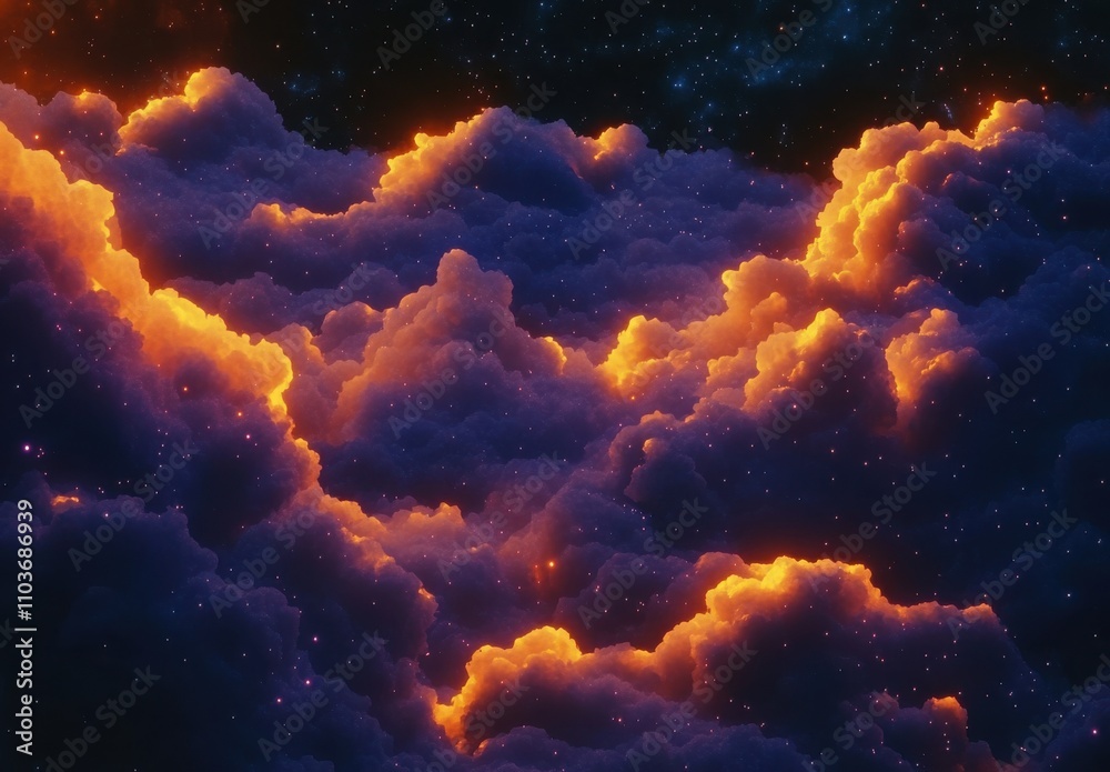 Ethereal Clouds Illuminated by Cosmic Light in a Starry Sky, Creating a Dreamlike and Surreal Celestial Atmosphere Perfect for Fantasy Themes Ethereal Clouds Illuminated by Cosmic Light in a Starry Sky, Creating a Dreamlike and Surreal Celestial Atmosphere Perfect for Fantasy Themes
