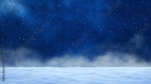 Snow-Covered Field Under a Starry Night Sky, Winter Magic