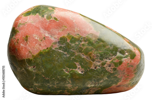 Polished unakite stone with green and pink colors photo