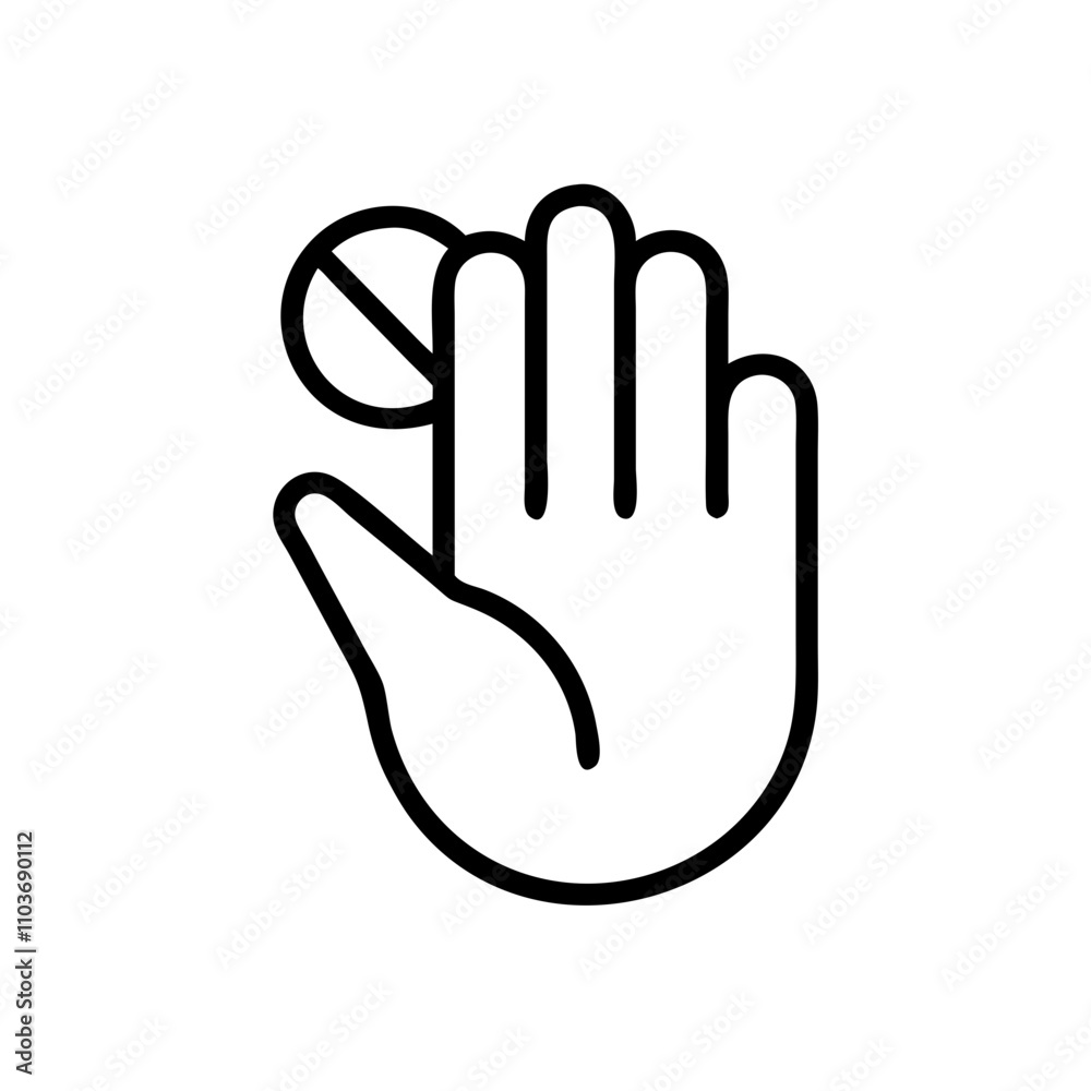 Good icon. Open hand with object illustration, interactive mood, gesture of offering, simple design, line art style, copy space Good icon. Open hand with object illustration, interactive mood, gesture of offering, simple design, line art style, copy space