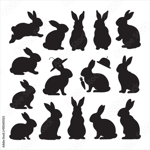 set of vector different type of bunny silhouettes