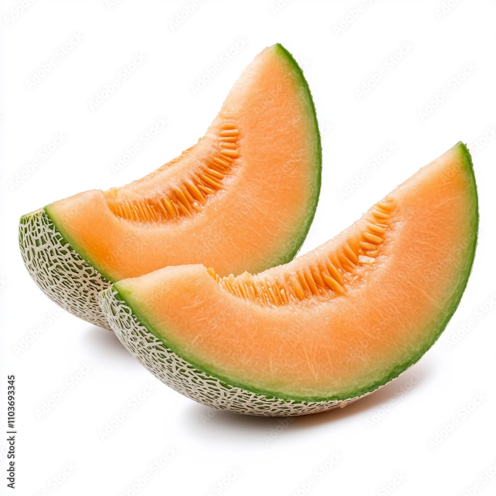 melon slices on white melon slices on white