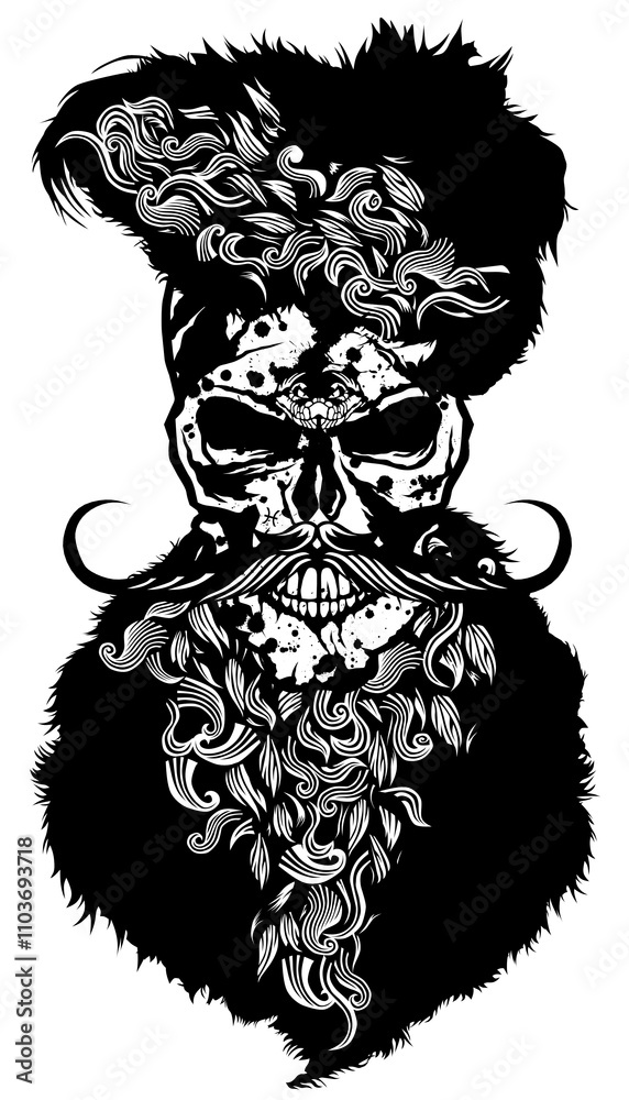 Tête de mort à moustache et barbe hipster skull moustachu et crane barbu Tête de mort à moustache et barbe hipster skull moustachu et crane barbu