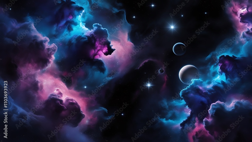 Vibrant Cosmic Nebulae and Starry Space Scene in High Resolution Vibrant Cosmic Nebulae and Starry Space Scene in High Resolution
