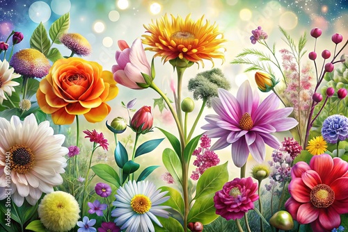 Botanical Flower Illustrations - Architectural Photography Style