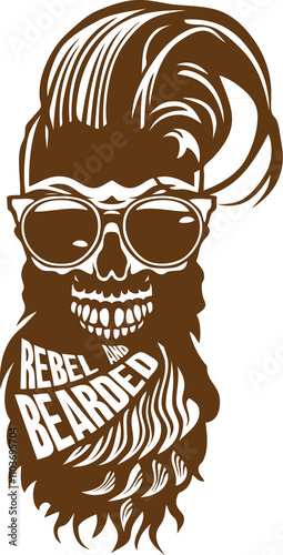 Tête de mort à barbe hipster skull et crane barbu lunette de soleil citation photo