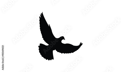 Flying Pigeon Silhouette Design  And Vector Illustration. 
 photo