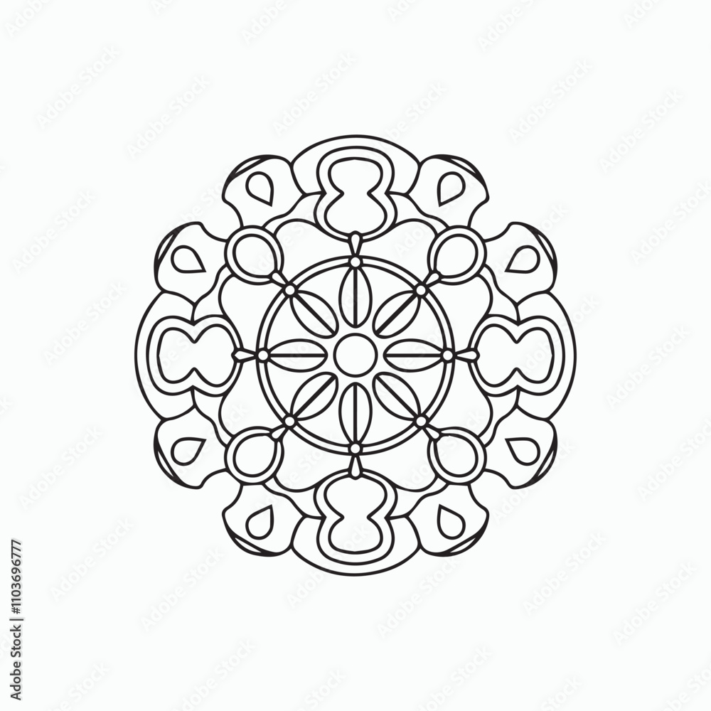 easy floral mandala design with clean lines for Kids coloring book page easy floral mandala design with clean lines for Kids coloring book page