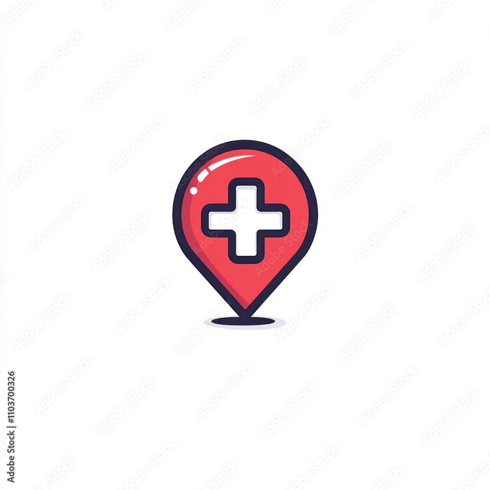 Red map pin with a white cross, symbolizing medical location. Red map pin with a white cross, symbolizing medical location.