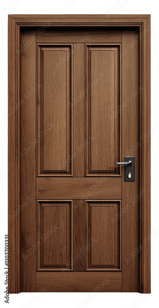 PNG Wooden door with six panels and a silver handle PNG Wooden door with six panels and a silver handle