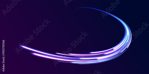 Acceleration speed motion on night road. Colorful Light Trails, Long Time Exposure Motion Blur Effect. Abstract fire flare trace lens flares acceleration speed motion on night road. 