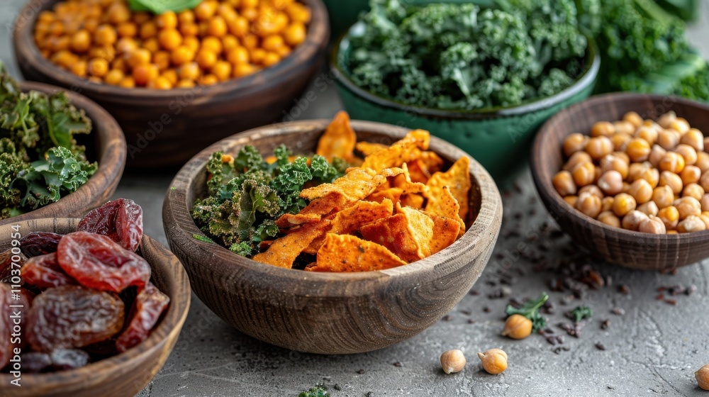 Plant-Based Snacks: Delicious, vegan-friendly snacks such as kale chips, roasted chickpeas, and dried fruit, perfect for those seeking healthy and plant-based alternatives.
Plant-Based Snacks: Delicious, vegan-friendly snacks such as kale chips, roasted chickpeas, and dried fruit, perfect for those seeking healthy and plant-based alternatives.