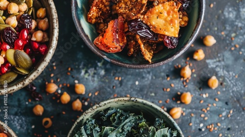 Plant-Based Snacks: Vegan-friendly options like kale chips, roasted chickpeas, and dried fruit, providing healthy, delicious, and satisfying snacks for any time of day.
