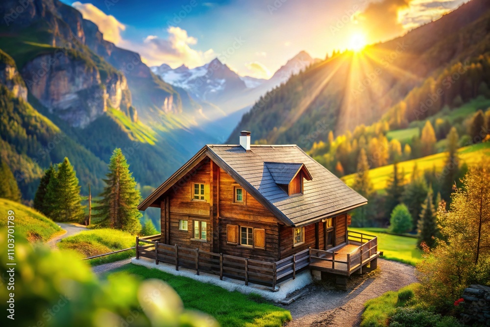 Stunning Mountain Wooden House Bokeh Photography Stunning Mountain Wooden House Bokeh Photography