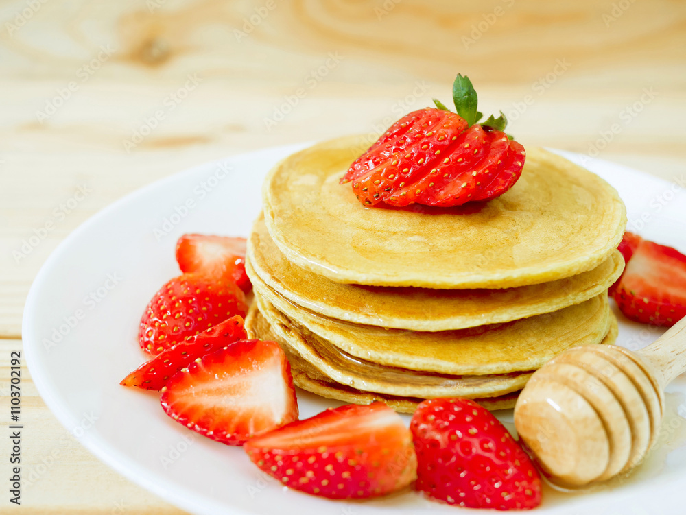 Stack of homemade flourless oatmeal pancakes Stack of homemade flourless oatmeal pancakes
