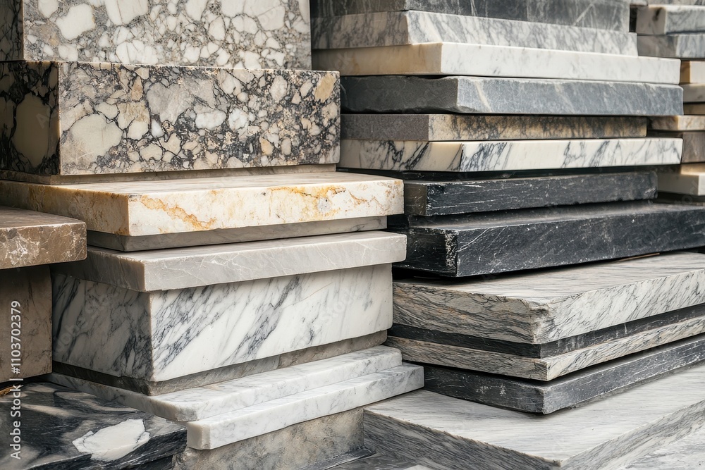 Piled marble pieces layers of stone Piled marble pieces layers of stone