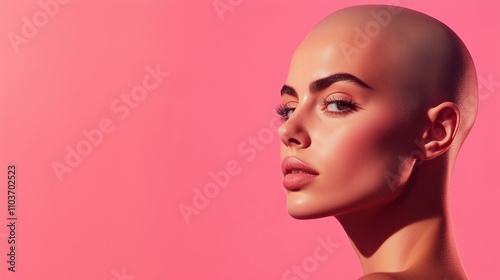 Beautiful stylish bald girl.