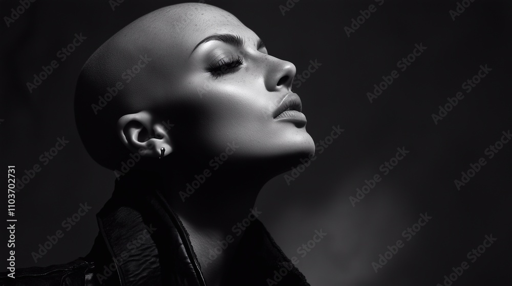 Beautiful stylish bald girl. Beautiful stylish bald girl.
