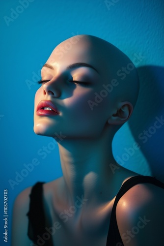 Beautiful stylish bald girl.