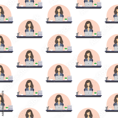 a woman working illustration pattern