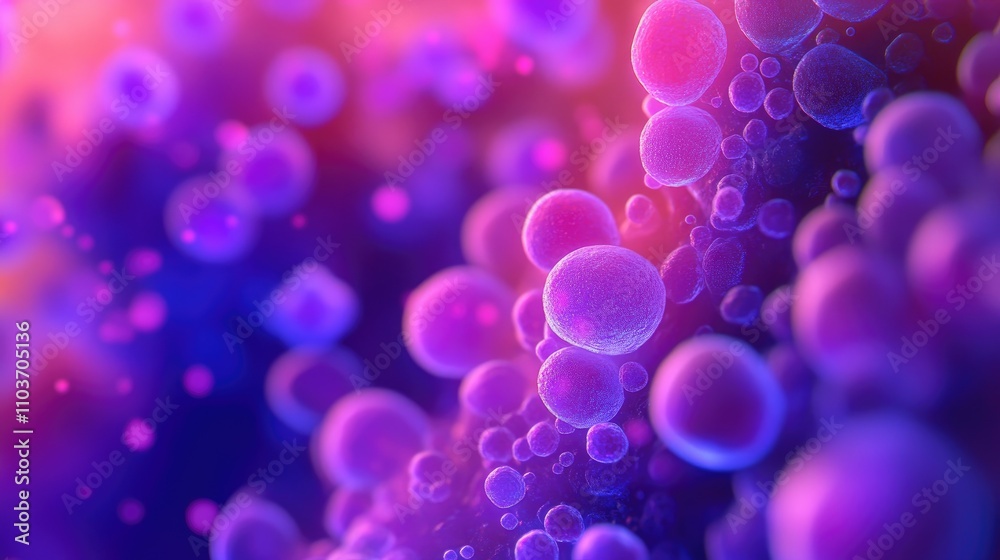 Microscopic view of vibrant gut bacteria culture featuring healthy microorganisms and pathogens amidst a colorful biological backdrop. Microscopic view of vibrant gut bacteria culture featuring healthy microorganisms and pathogens amidst a colorful biological backdrop.