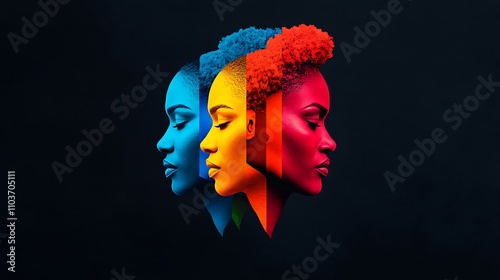 A powerful banner showing a blend of diverse ethnic communities, with glowing faces emerging from the shadows, all set against a deep dark background, highlighting cultural unity 