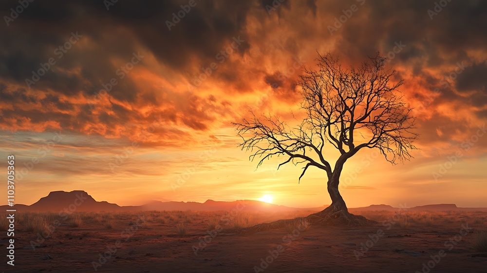 A vibrant life cycle tree shows growth, decline and renewal in a stunning natural landscape. A vibrant life cycle tree shows growth, decline and renewal in a stunning natural landscape.