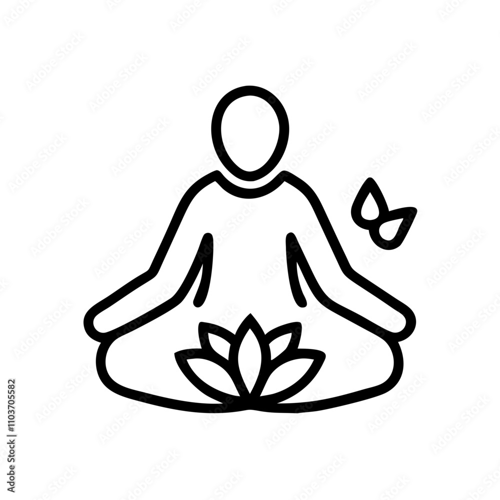 Good icon. Meditating person illustration for mindfulness and wellness concept Good icon. Meditating person illustration for mindfulness and wellness concept