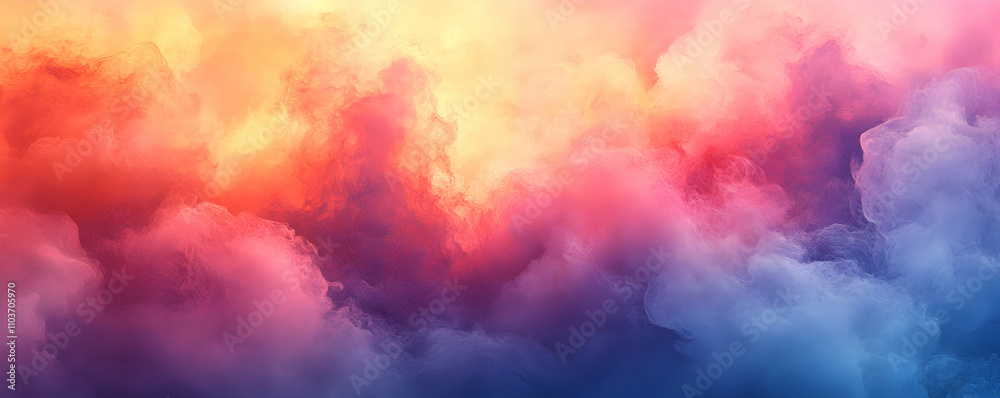 Abstract Colorful Cloudscape, Vivid Hues Blend in a Dreamlike, Evocative, and Textured Artistic Background