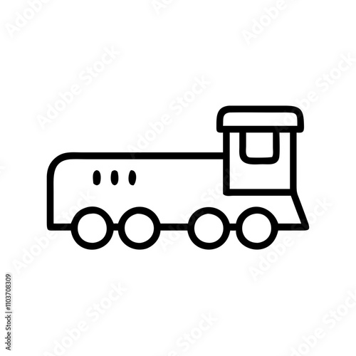 Good icon. Simple line drawing of a vintage train engine for transportation concept