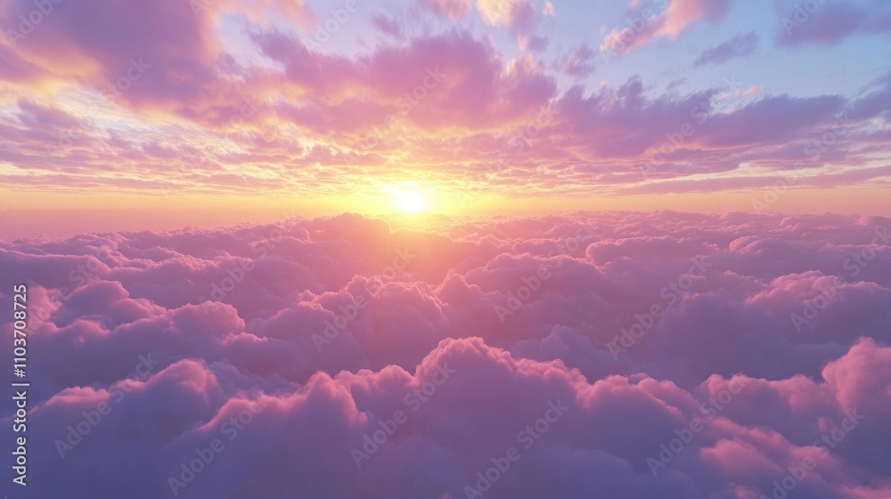 Vibrant sunset illuminating a colorful sky, with soft clouds beneath, creating a serene and breathtaking natural landscape. Vibrant sunset illuminating a colorful sky, with soft clouds beneath, creating a serene and breathtaking natural landscape.