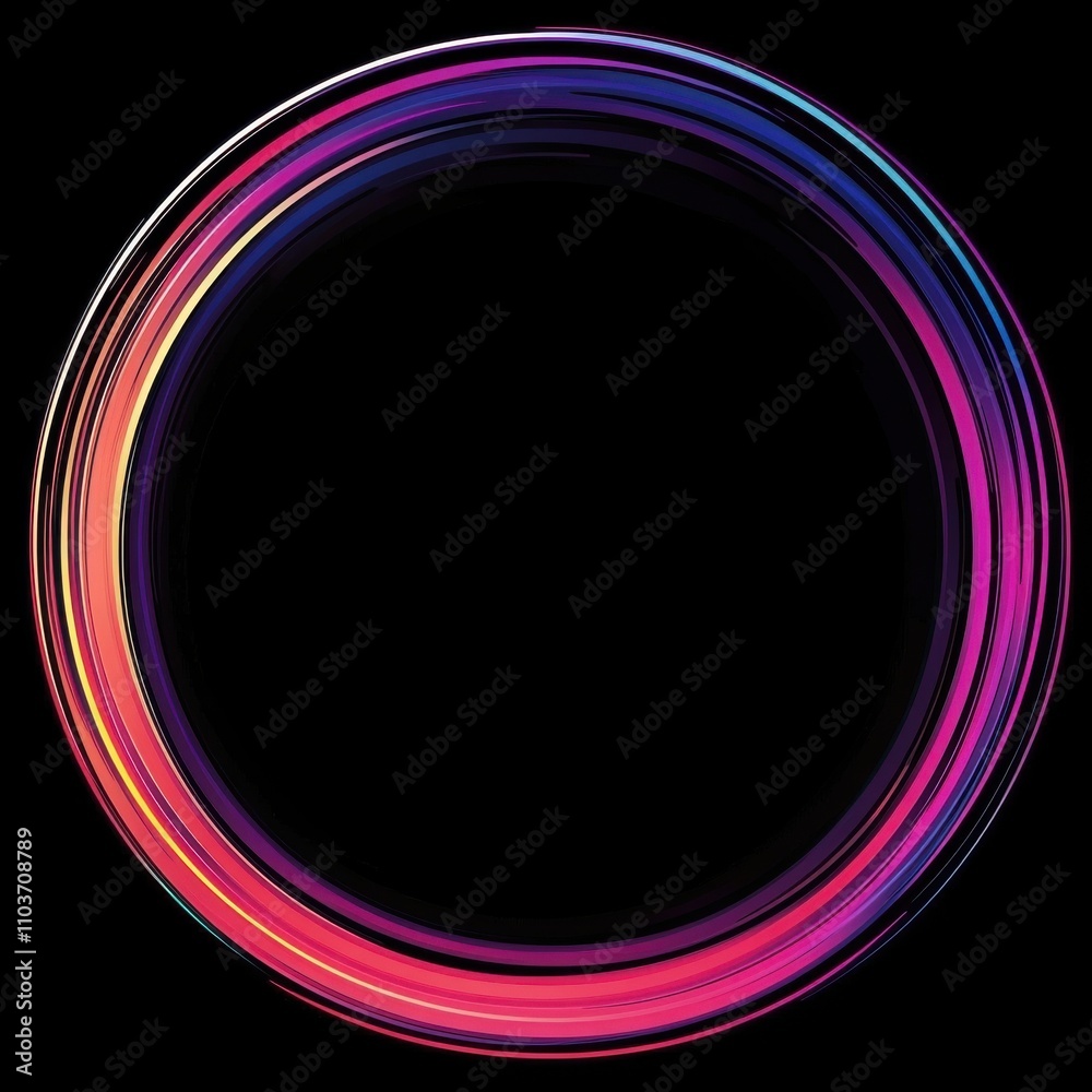 A vibrant circular design featuring a gradient of pink, purple, and blue hues against a black background. A vibrant circular design featuring a gradient of pink, purple, and blue hues against a black background.