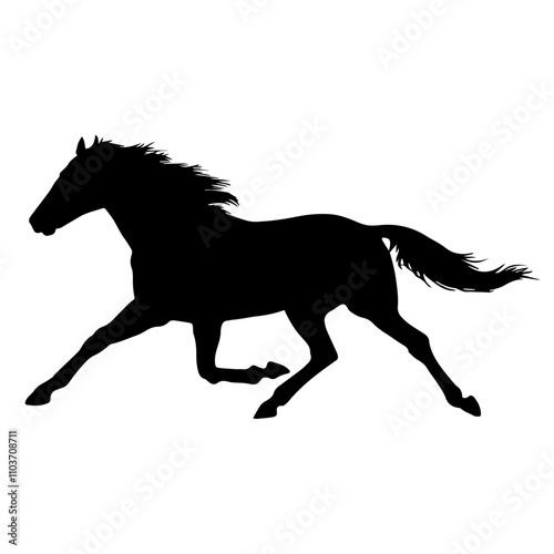 Running horse silhouette vector icon.