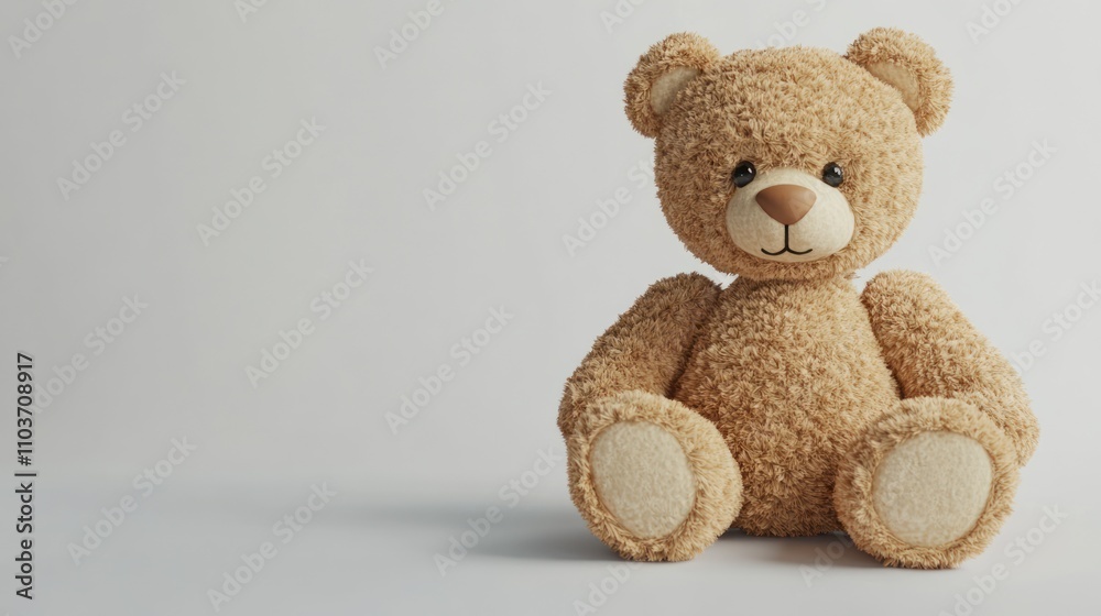 Obraz premium Adorable Teddy Bear Sitting on a White Background