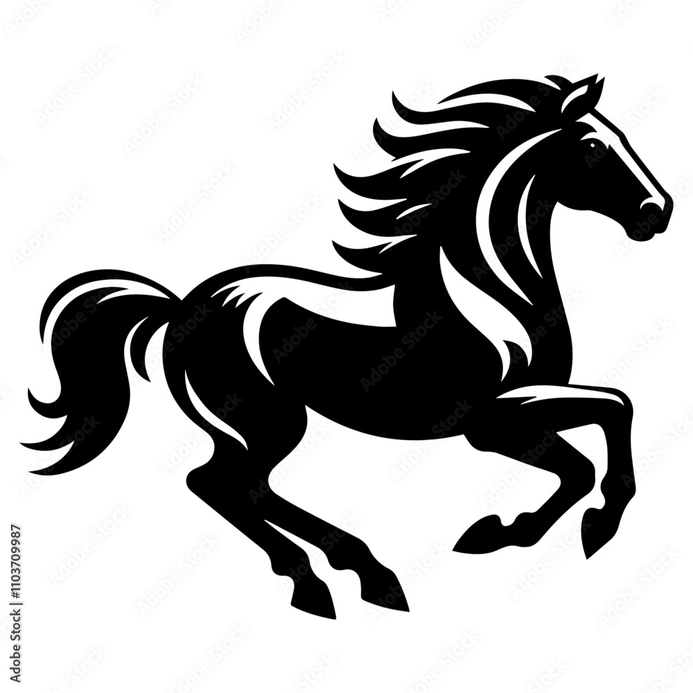 Running horse vector icon., black and white horse Running horse vector icon., black and white horse