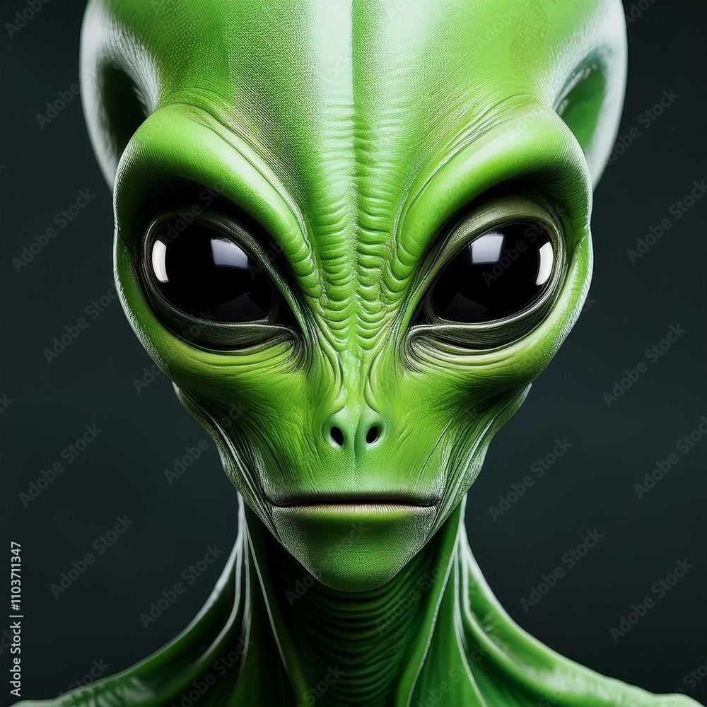 green alien portrait with scary black eyes green alien portrait with scary black eyes