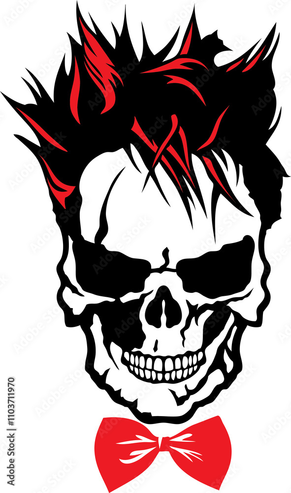 Tête de mort moustache hipster skull moustachu crane coiffure punk Tête de mort moustache hipster skull moustachu crane coiffure punk