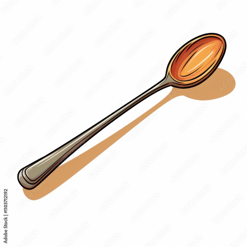 Elegant Silver Spoon on White Background with Subtle Shadow, Perfect for Culinary, Dining, or Kitchen Illustrations and Creative Food-Related Concepts Elegant Silver Spoon on White Background with Subtle Shadow, Perfect for Culinary, Dining, or Kitchen Illustrations and Creative Food-Related Concepts