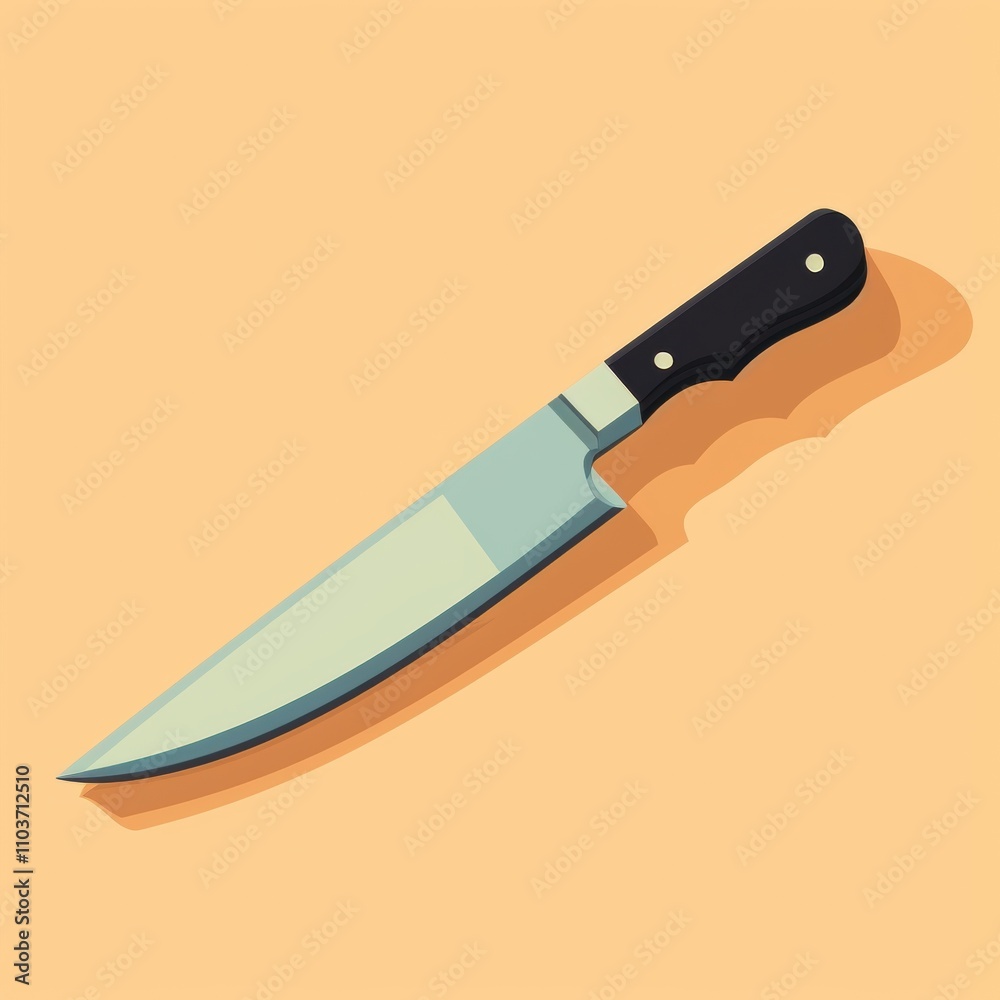 Sharp Chef Knife on Light Background, Perfect for Culinary Arts and Cooking Illustrations, Ideal for Kitchen Decor and Food Preparation Concepts Sharp Chef Knife on Light Background, Perfect for Culinary Arts and Cooking Illustrations, Ideal for Kitchen Decor and Food Preparation Concepts