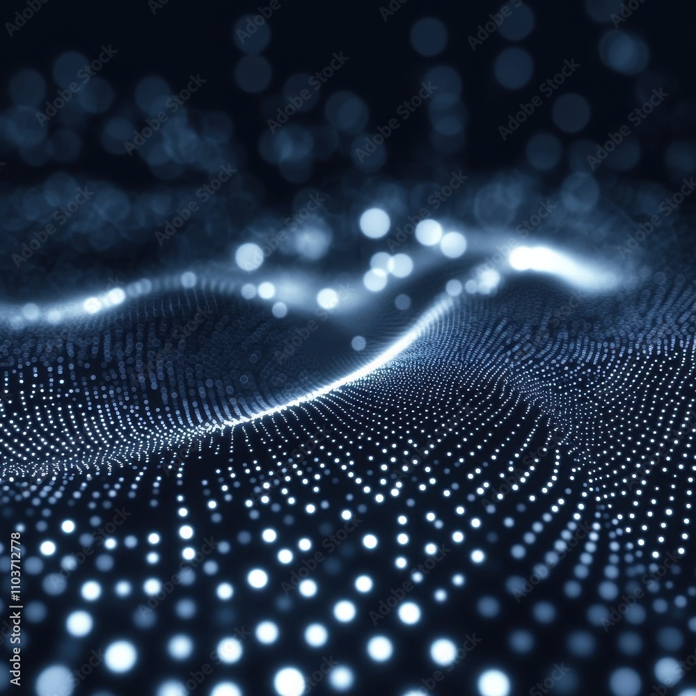 A mesmerizing abstract wave of luminous blue dots creating a dynamic digital landscape. A mesmerizing abstract wave of luminous blue dots creating a dynamic digital landscape.
