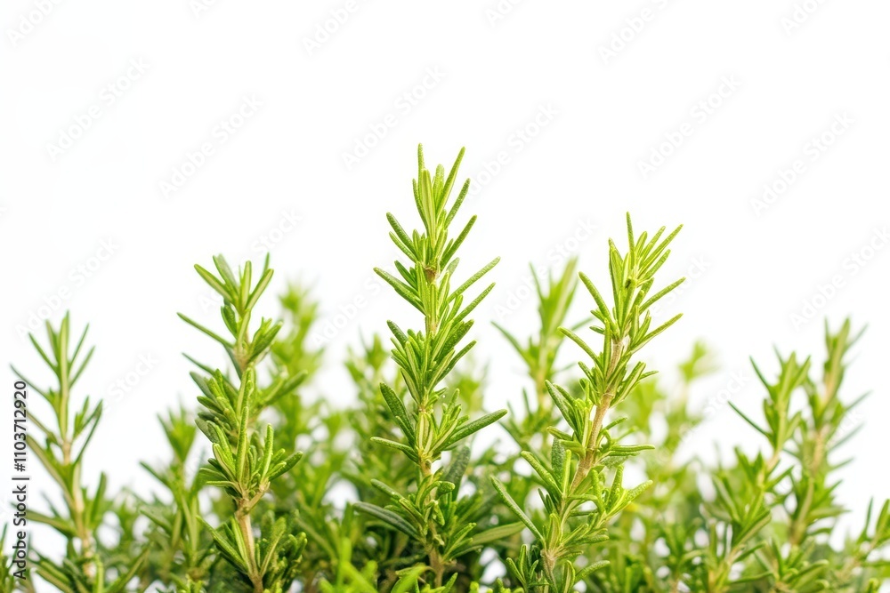 Obraz premium Rosemary alone on white prepared rosemary fresh green rosemary